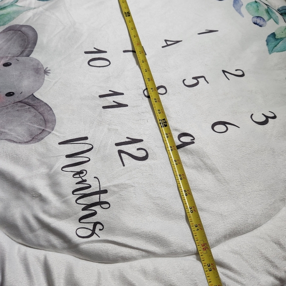 Baby Milestone Playmat Soft Elephant Floral Monthly Infant 35x35 In Mat - Picture 4 of 5